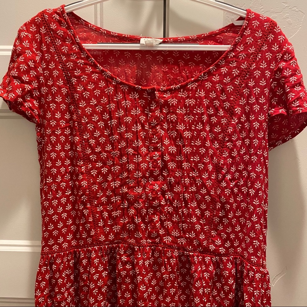 Red Emberley Floral Dress- Size L
